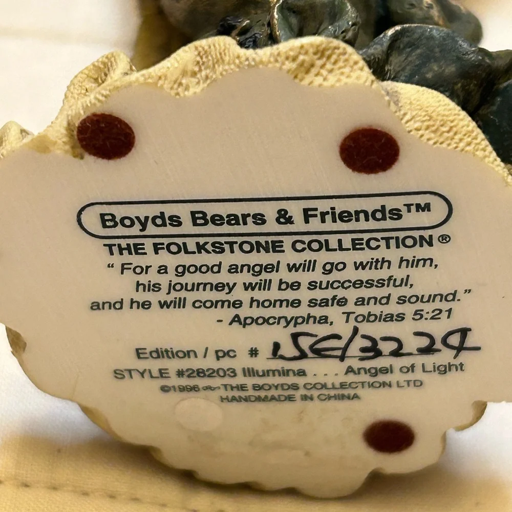 W/BOX Boyds Bears Folkstone Collection 1996 Illumina Angel of Light #28203